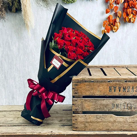 赤バラ30本の花束B&G