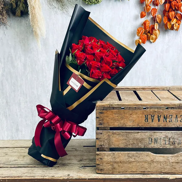 赤バラ40本の花束B&G